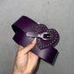 Moschino Purple Leather Heart Buckle Belt