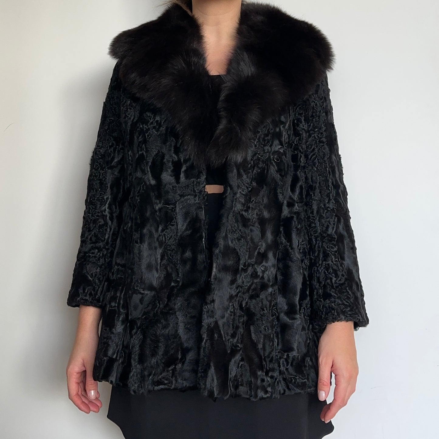 Vintage Astrakhan & Fox Fur Coat