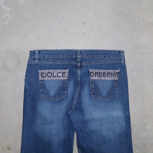 Dolce & Gabbana Rare Straight Leg Jeans with Rhinestone Pockets