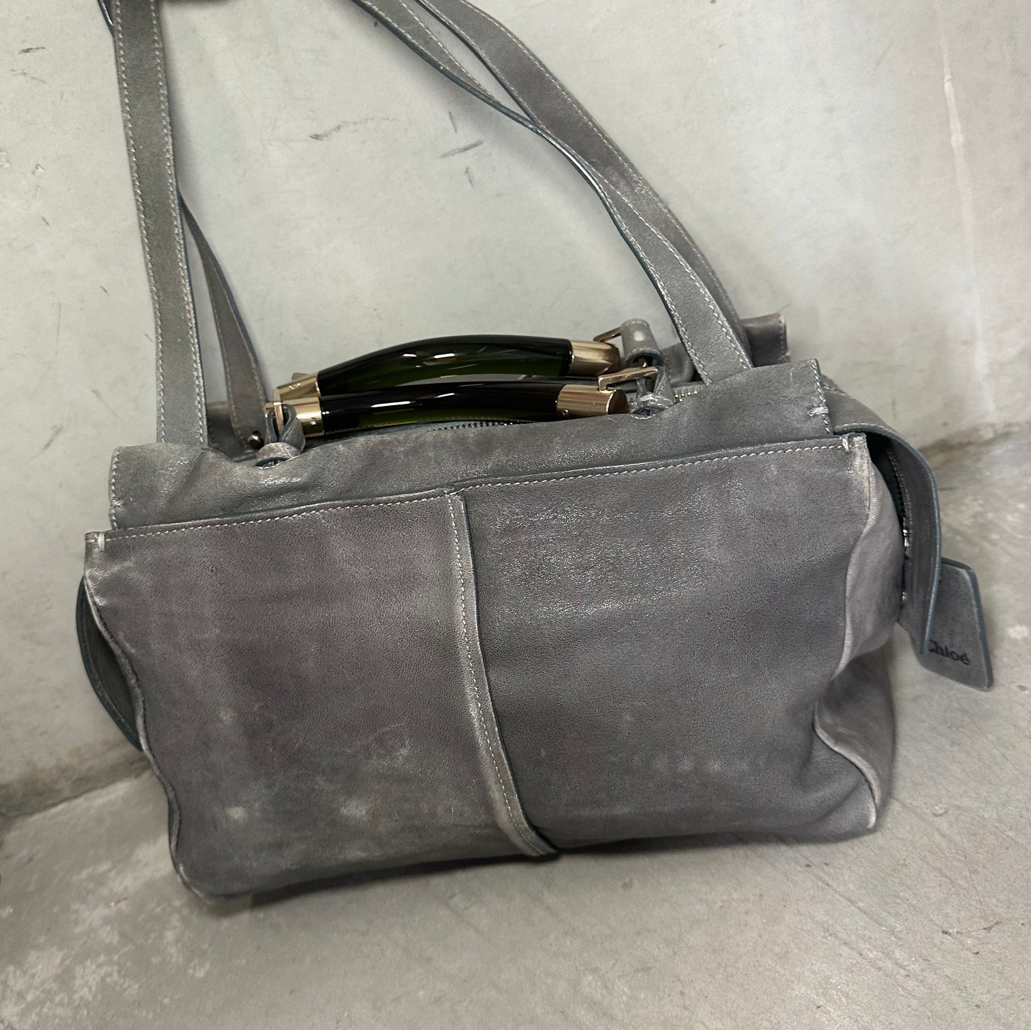 Chloé Grey Leather Saskia Bag