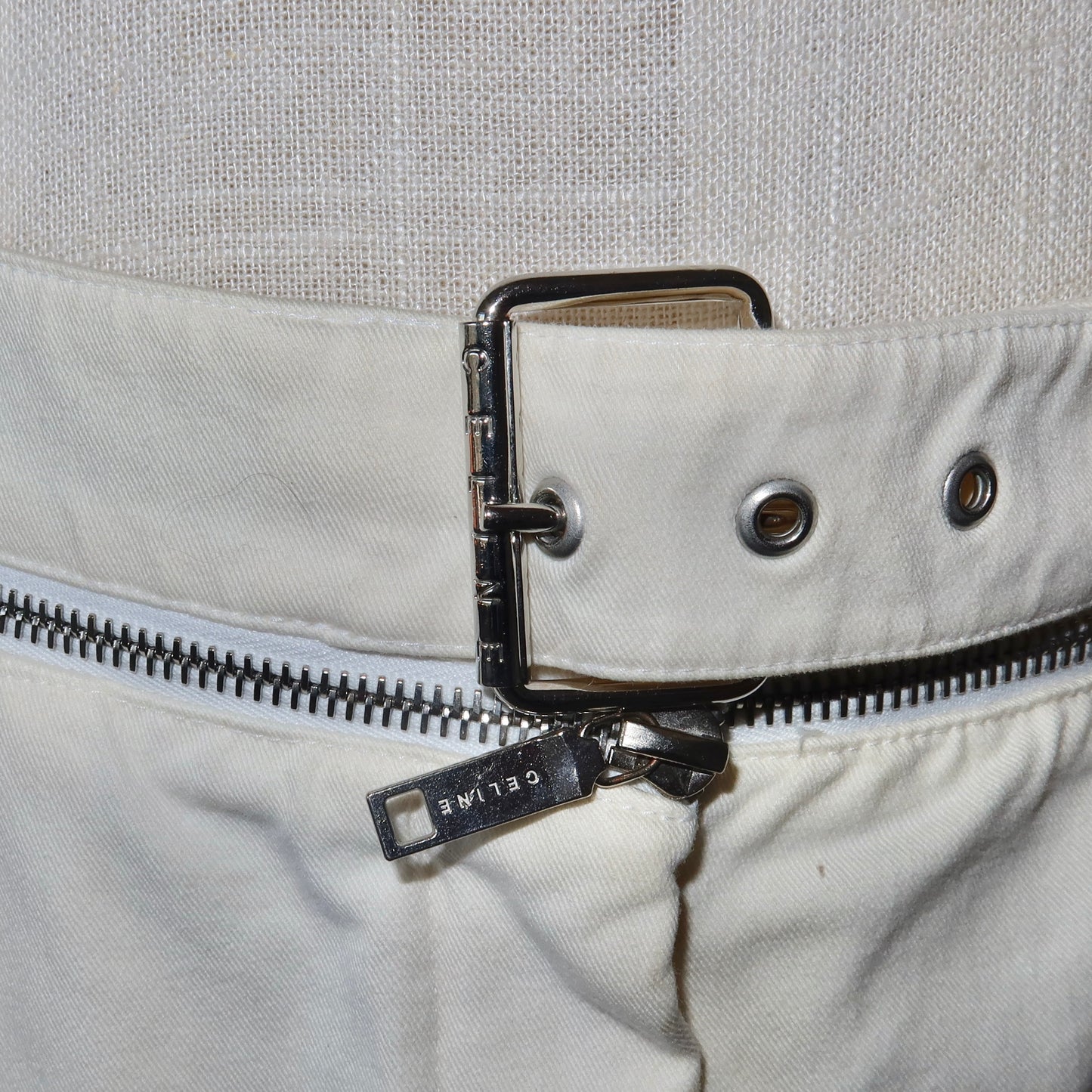 Celine White Zip Skirt