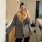 Vintage Blue Lamb and Fox Fur Coat