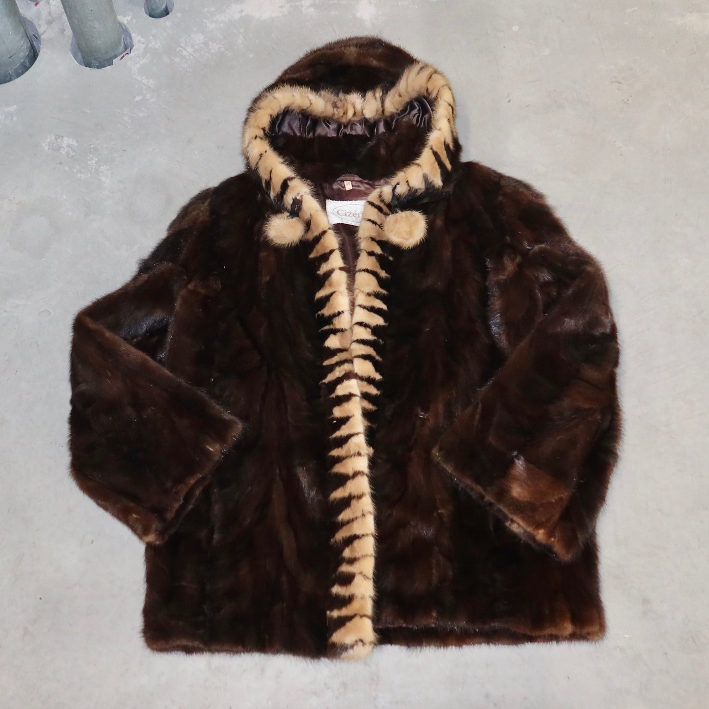 Cizenne Hooded Mink Fur Coat