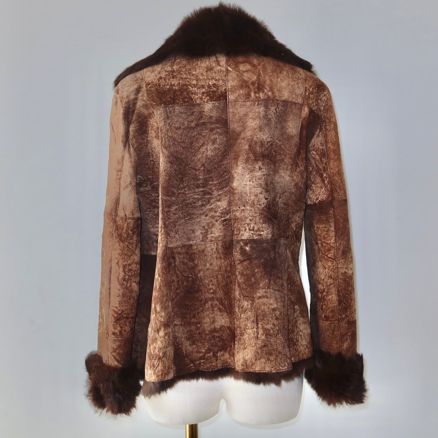 Vintage Brown Leather and Real Fur Jacket