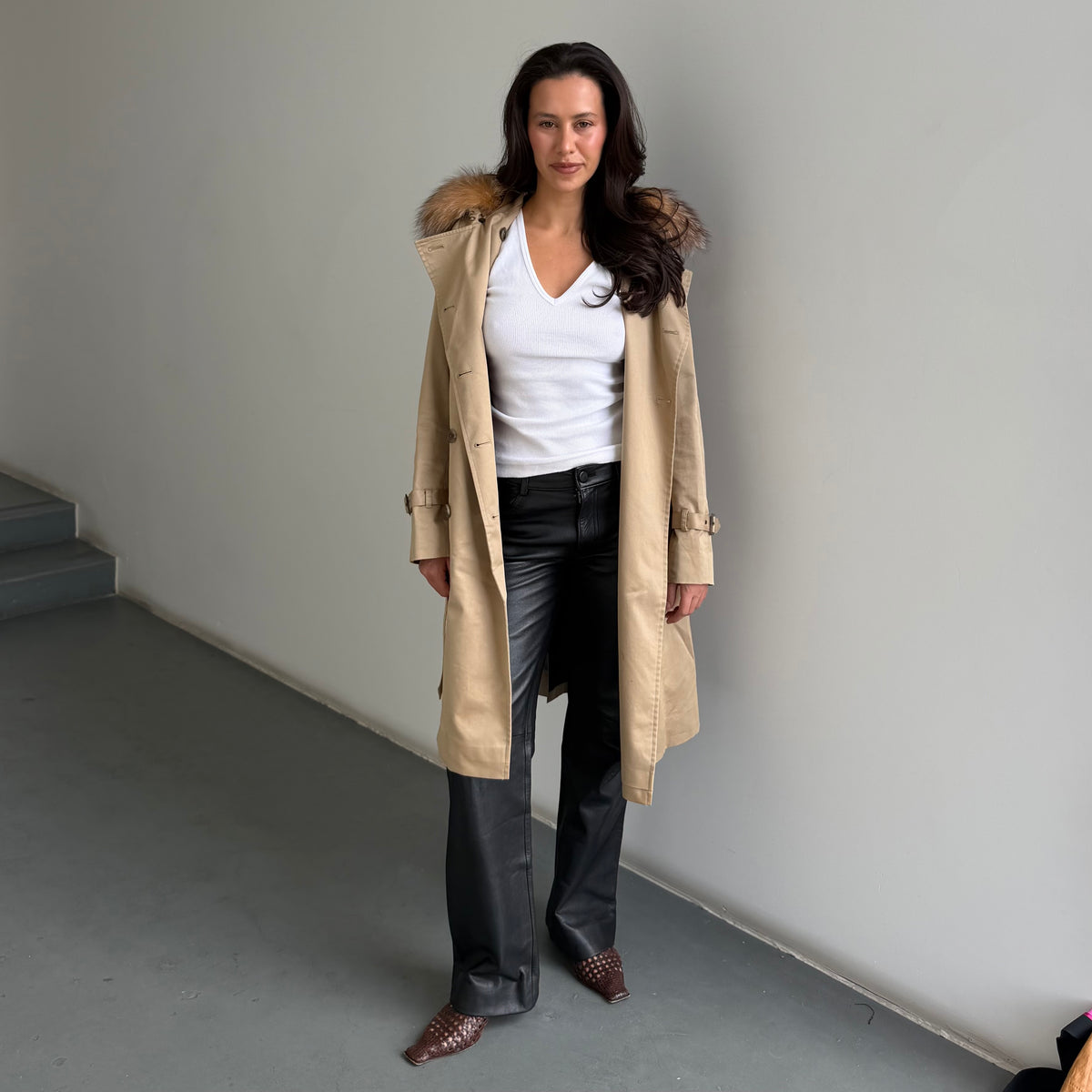 Vintage Fur Trim Trench