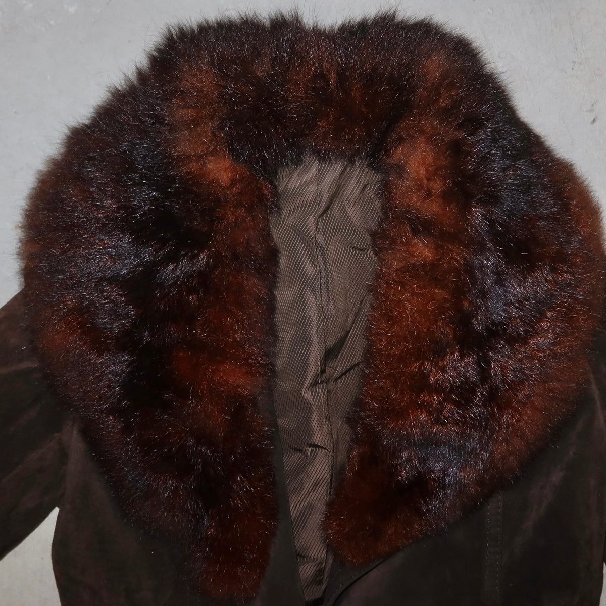 Vintage Suede Fur Trim Trench