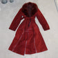 Vintage Red Suede and Fox Fur Trench