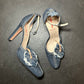 Miu Miu Rare Denim Heels with Floral Appliqué (40)