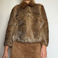 Vintage Brown Rabbit Fur Zip Up Coat