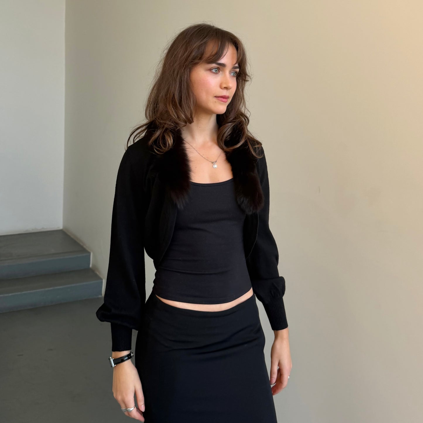 Michael Klein Real Fur Trim Bolero
