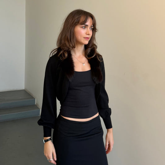 Michael Klein Real Fur Trim Bolero