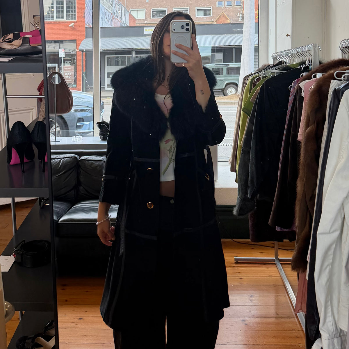 Vintage Suede Fur Lined Trench
