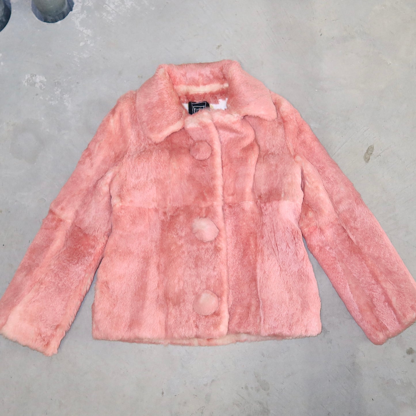 Cynthia Rowley Pink Rabbit Fur Coat