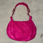 YSL Rare Hot Pink Suede Nadja Bag with Gold Hardware