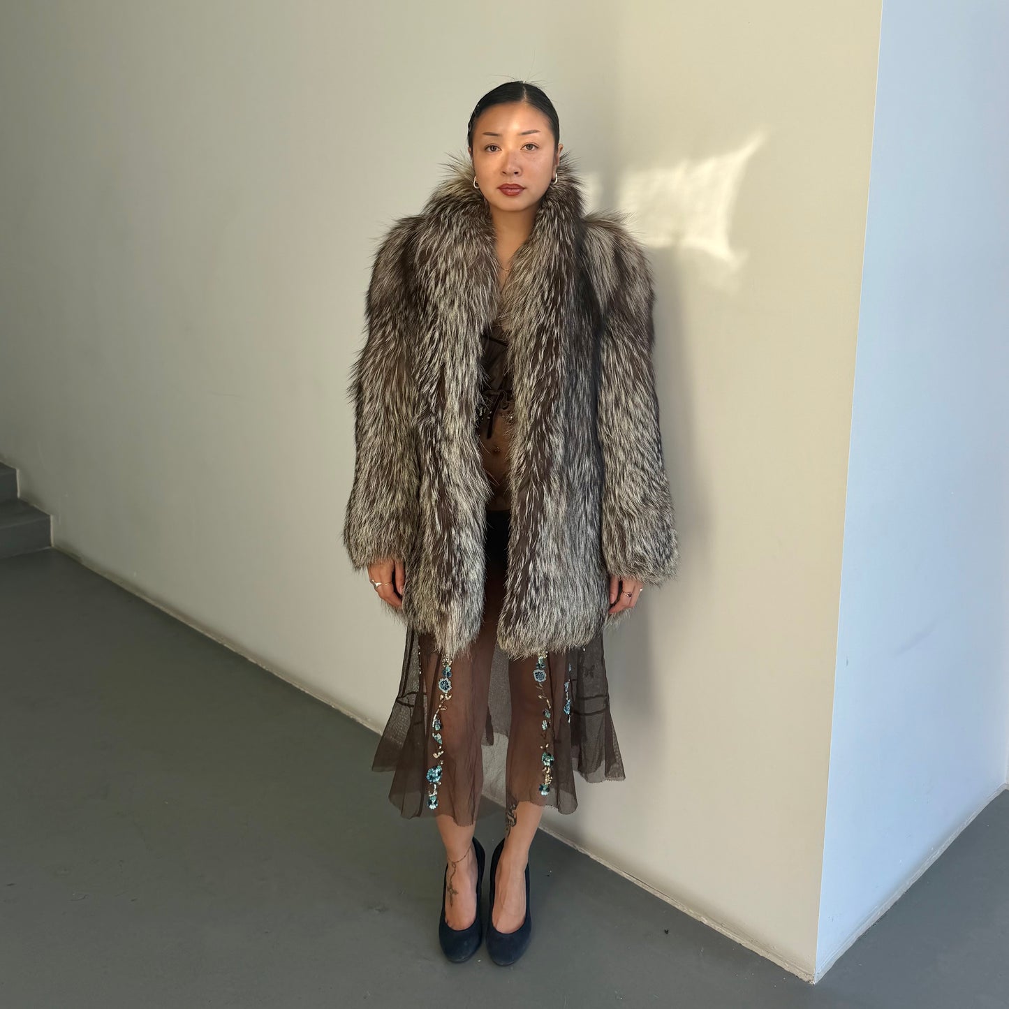 Vintage Silver Fox Fur Coat