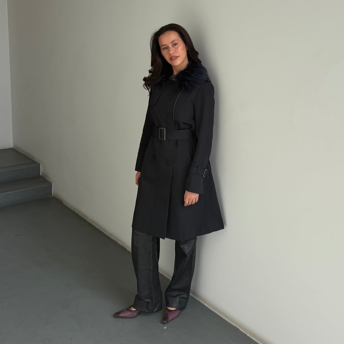 Michael Klein Fur Trim Trench