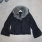 Balmain Navy Nylon and Fur Coat