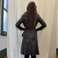Vintage Brown Leather Trench with Fur Collar