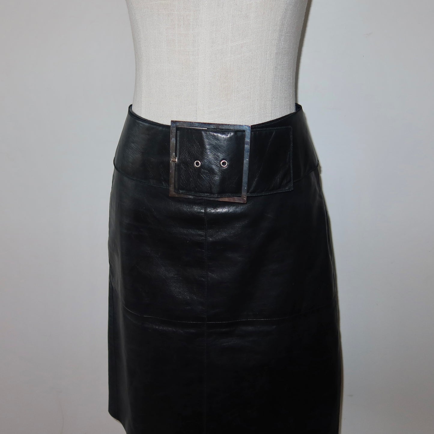 Emporio Armani Oversized Buckle Leather Skirt