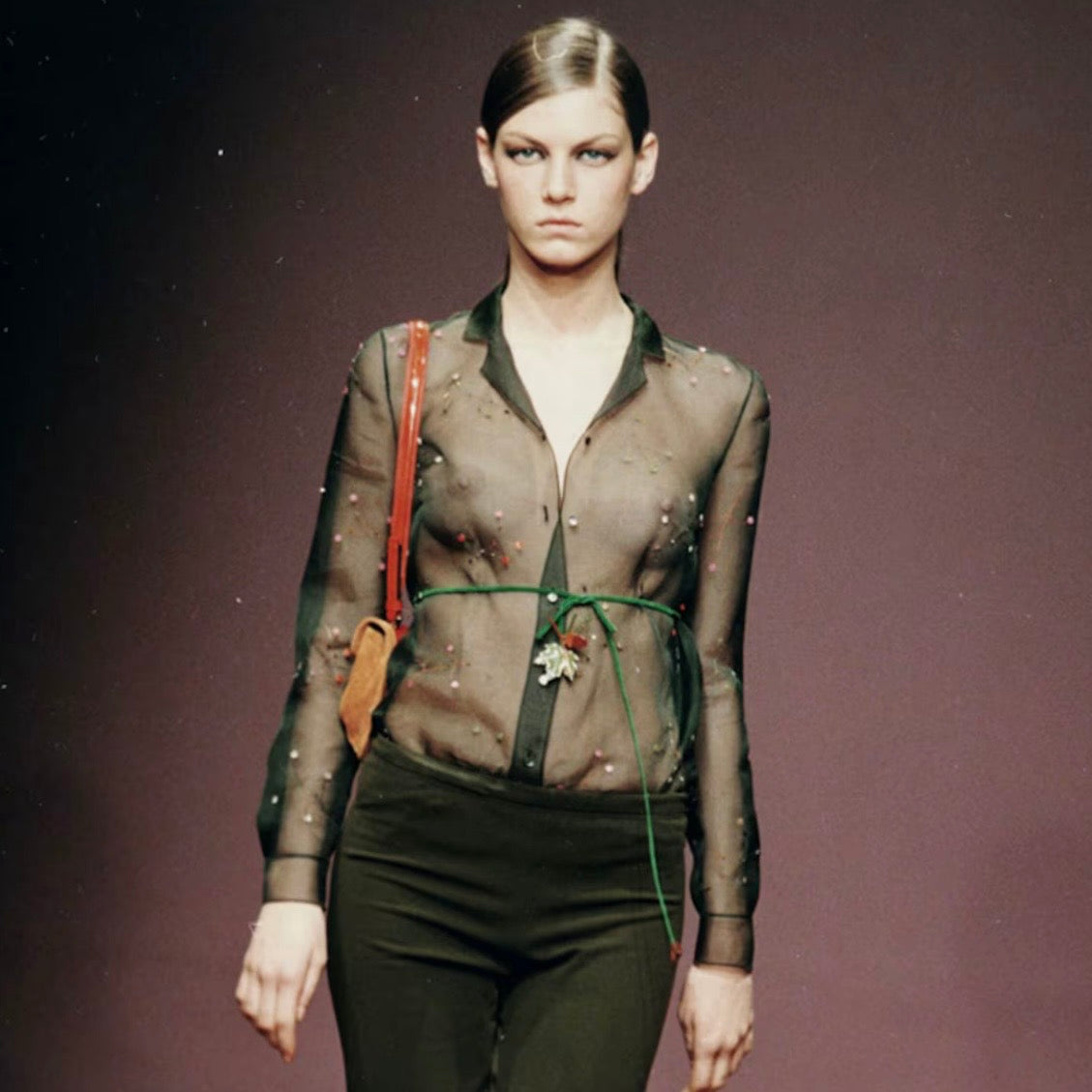 Prada AW1999 Leather Leaf Necklace