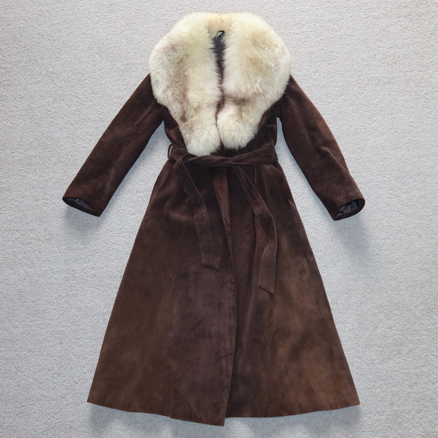 Vintage Suede and Fox Fur Trench