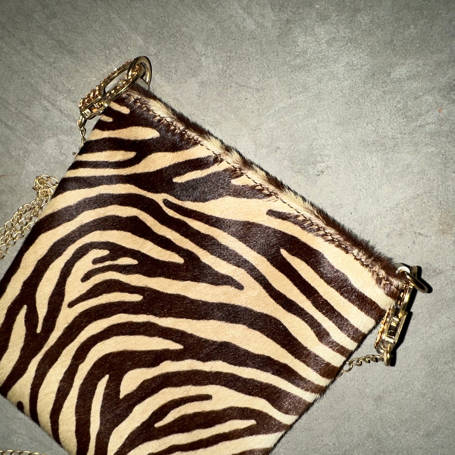 Cuffz Mini Cowhide Zebra Print Crossbody