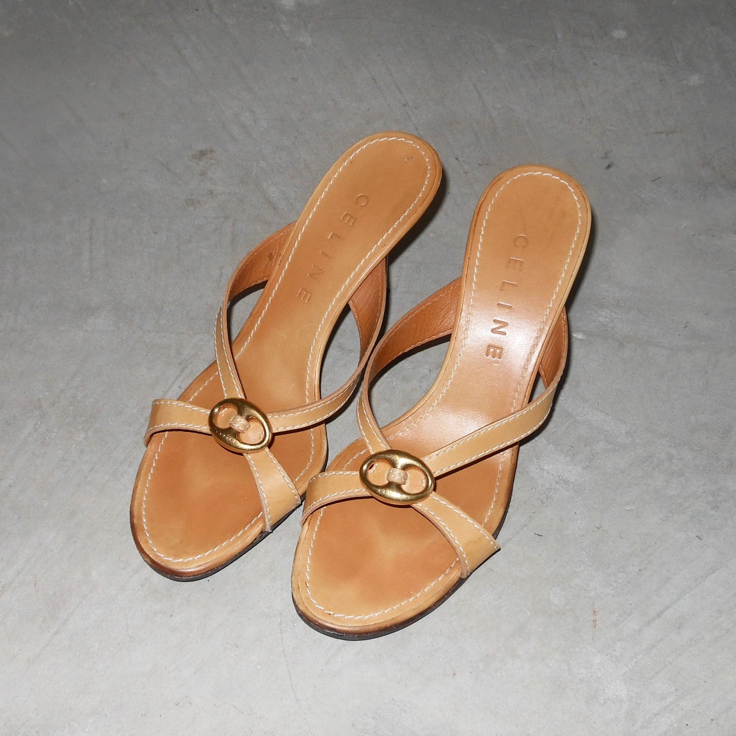 Celine Brown Logo Heels (38)