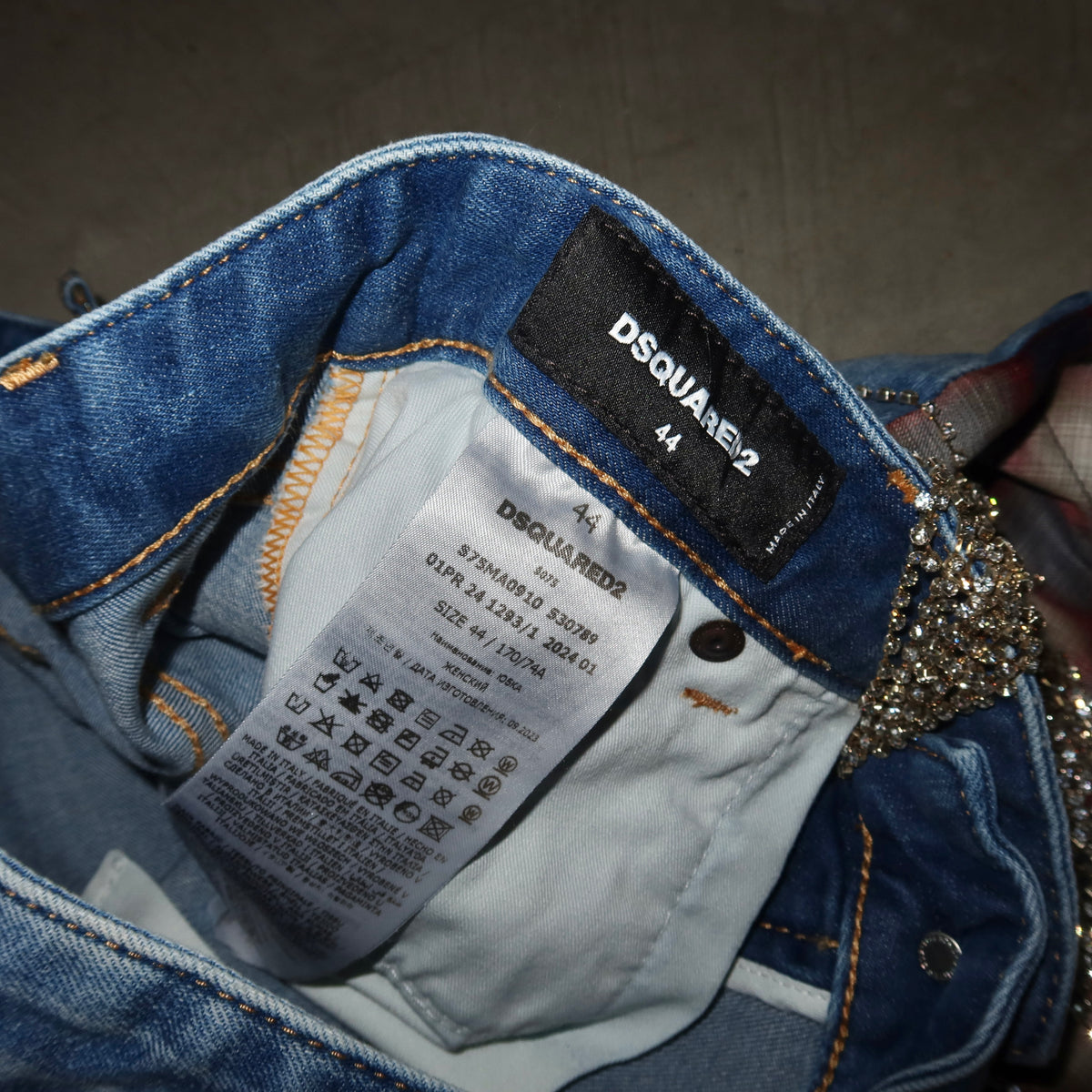 DSquared2 Rhinestone Fringe Denim Skirt