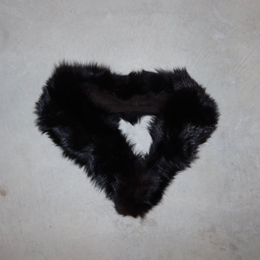 Vintage Skinny Black Real Fur Collar