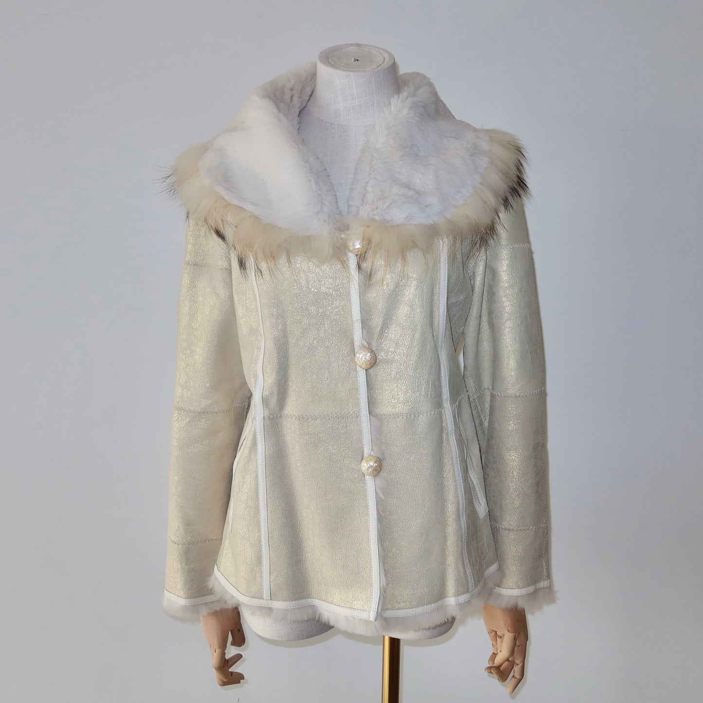Vintage Gold Leather and Real Fur Reversible Jacket