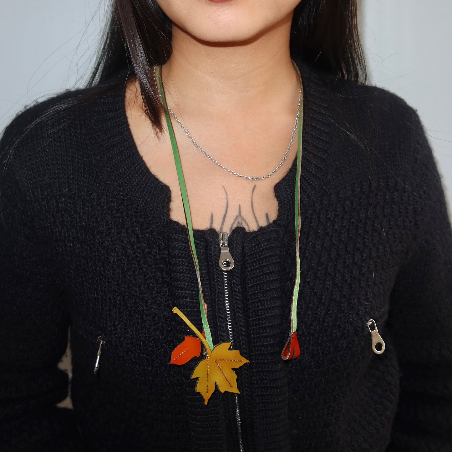 Prada AW1999 Leather Leaf Necklace