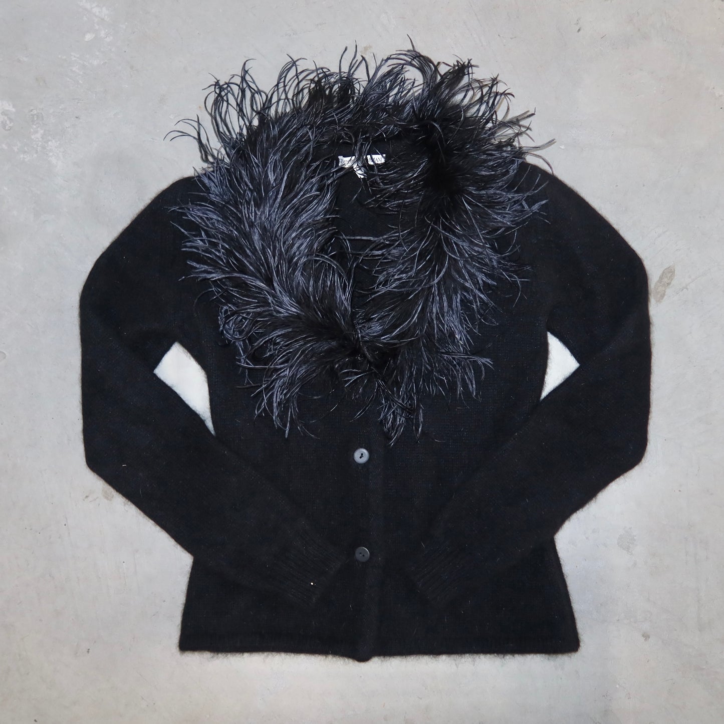 Emporio Armani Ostrich Feather Trim Cardigan
