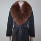 Vintage Suede Trench with Real Fur Collar