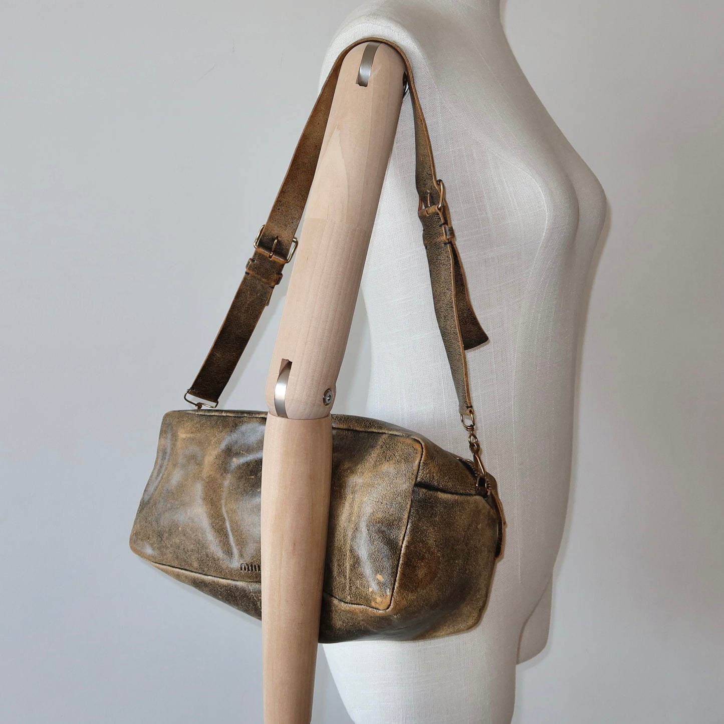Miu Miu Distressed Leather Camera Bag