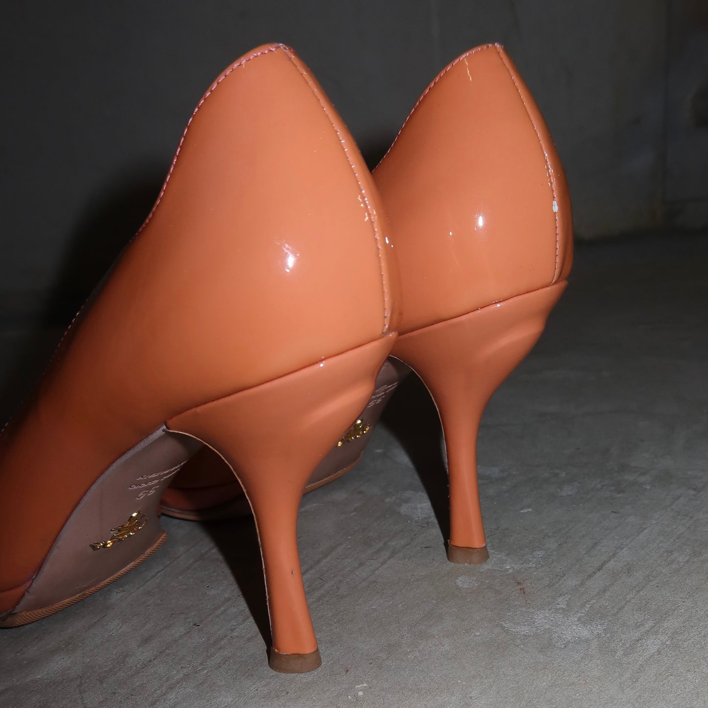 Prada Orange Patent Heels (39)