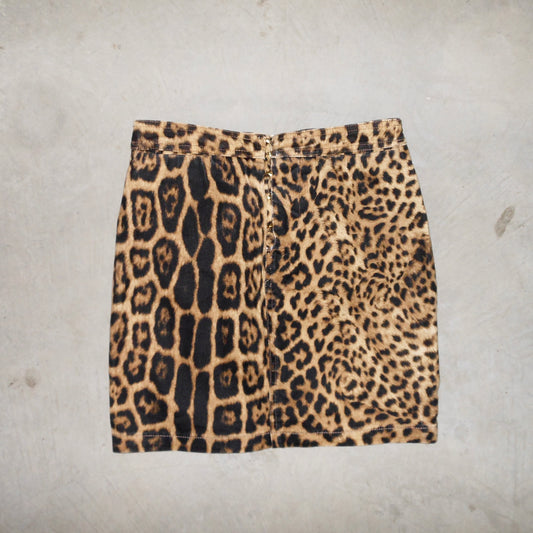 Roberto Cavalli Leopard Denim Mini Skirt