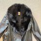 Vintage Leather Trench with Real Fur Collar