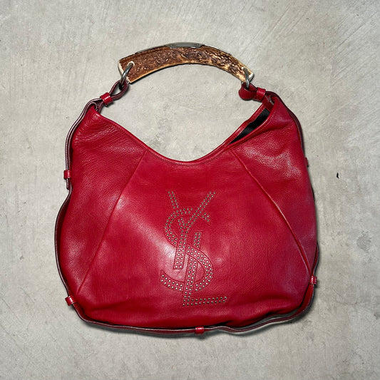 YSL Red Mombasa with Studded Logo