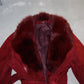 Vintage Red Suede and Fox Fur Trench