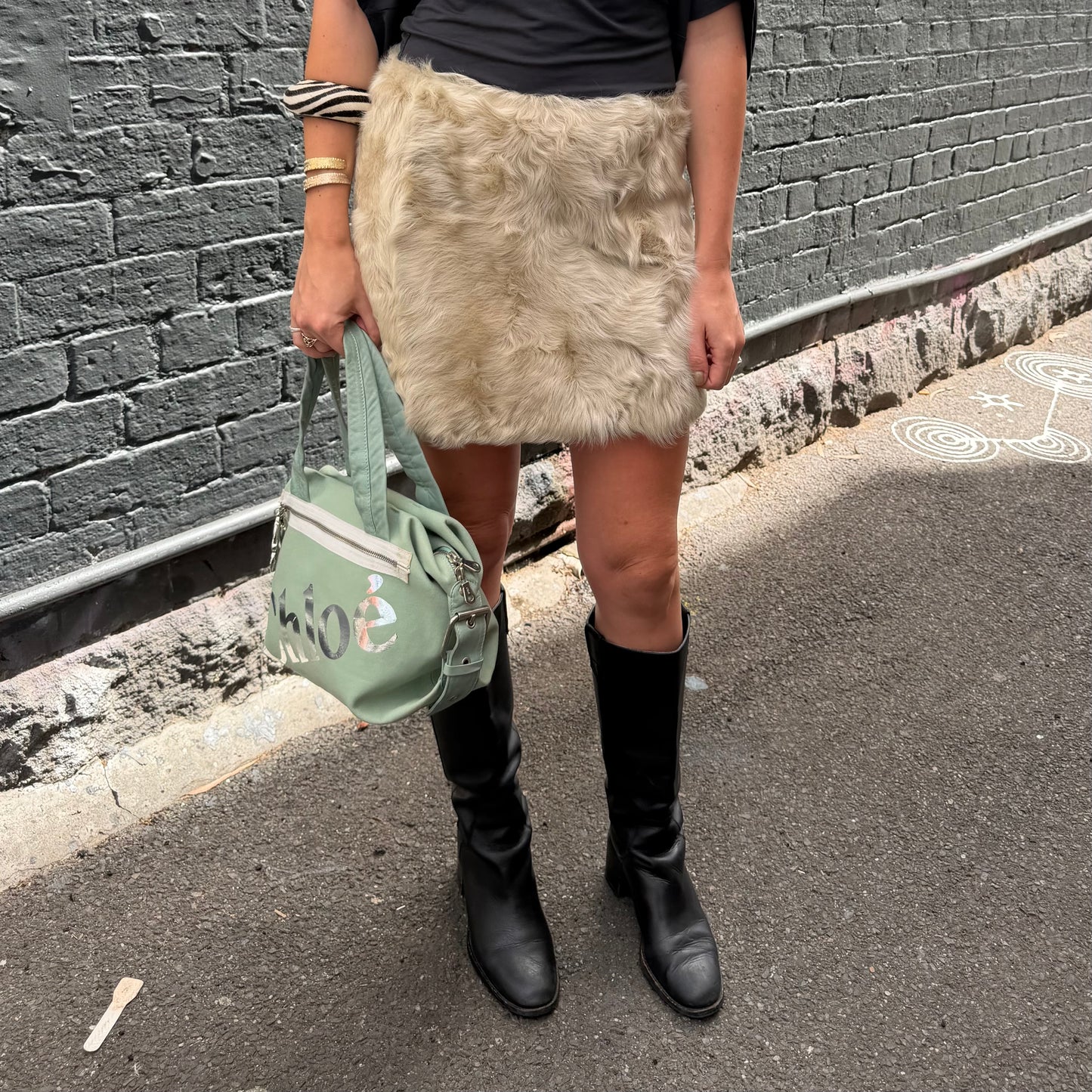 Vintage Shearling Mini Skirt