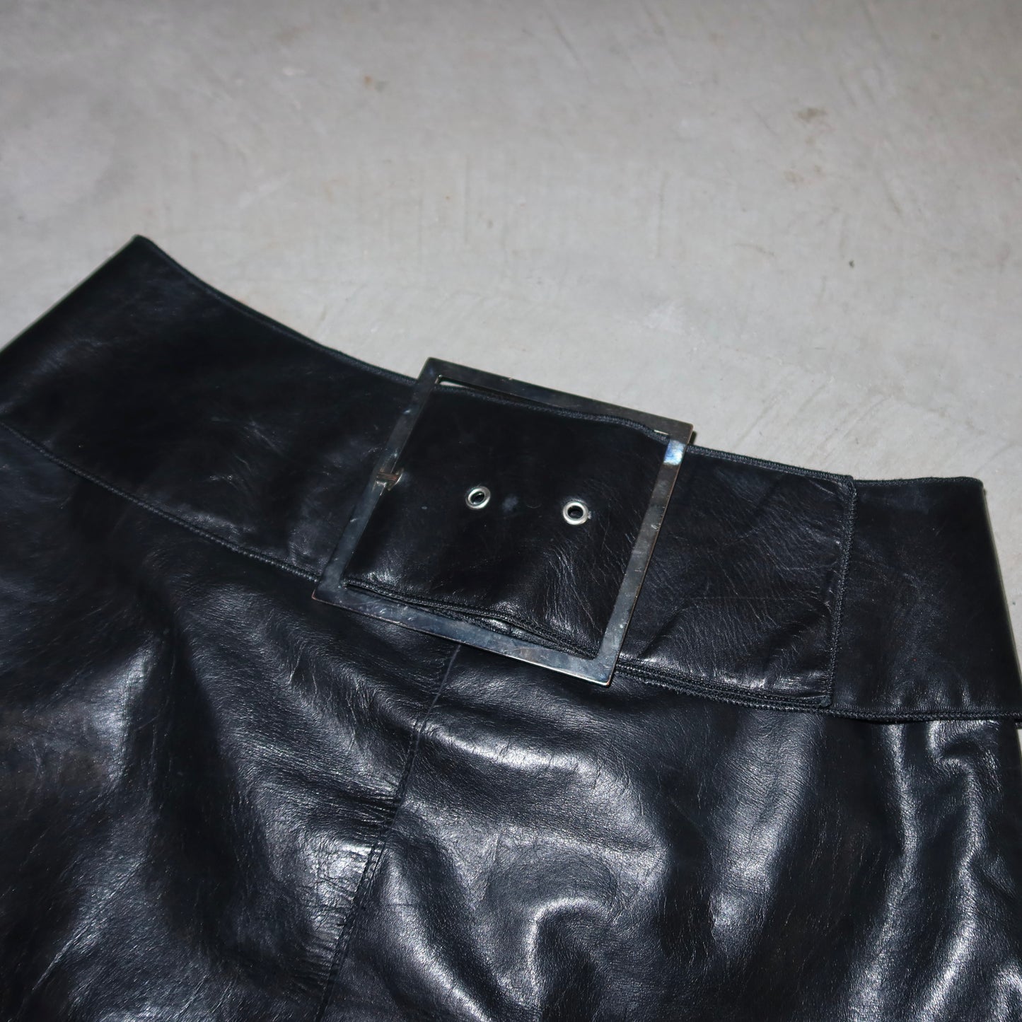 Emporio Armani Oversized Buckle Leather Skirt