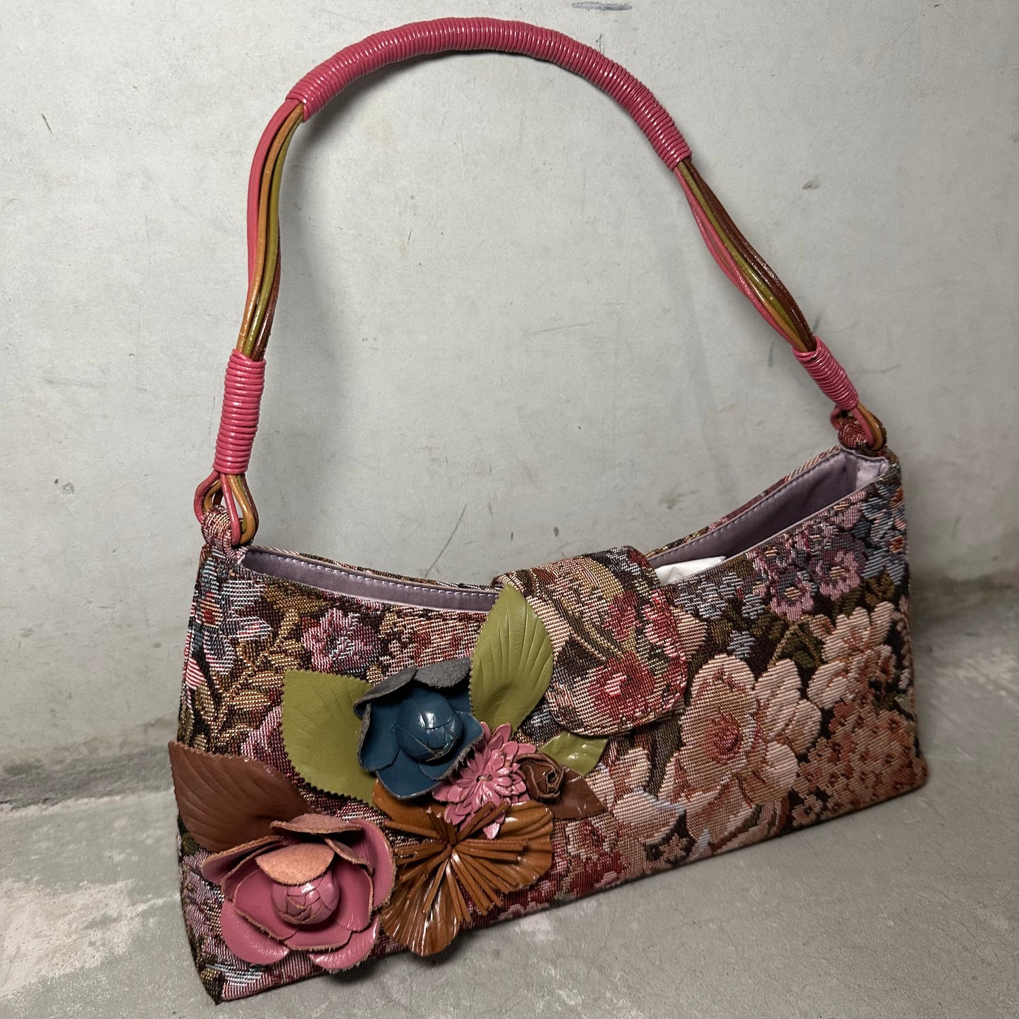 Moschino Tapestry Bag with 3D Flowers