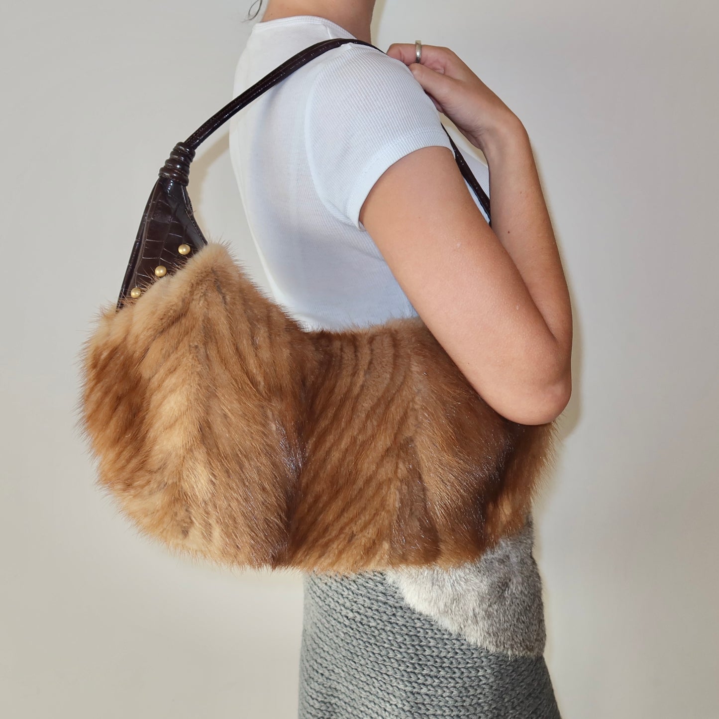 Vintage Italian Mink Fur Shoulder Bag