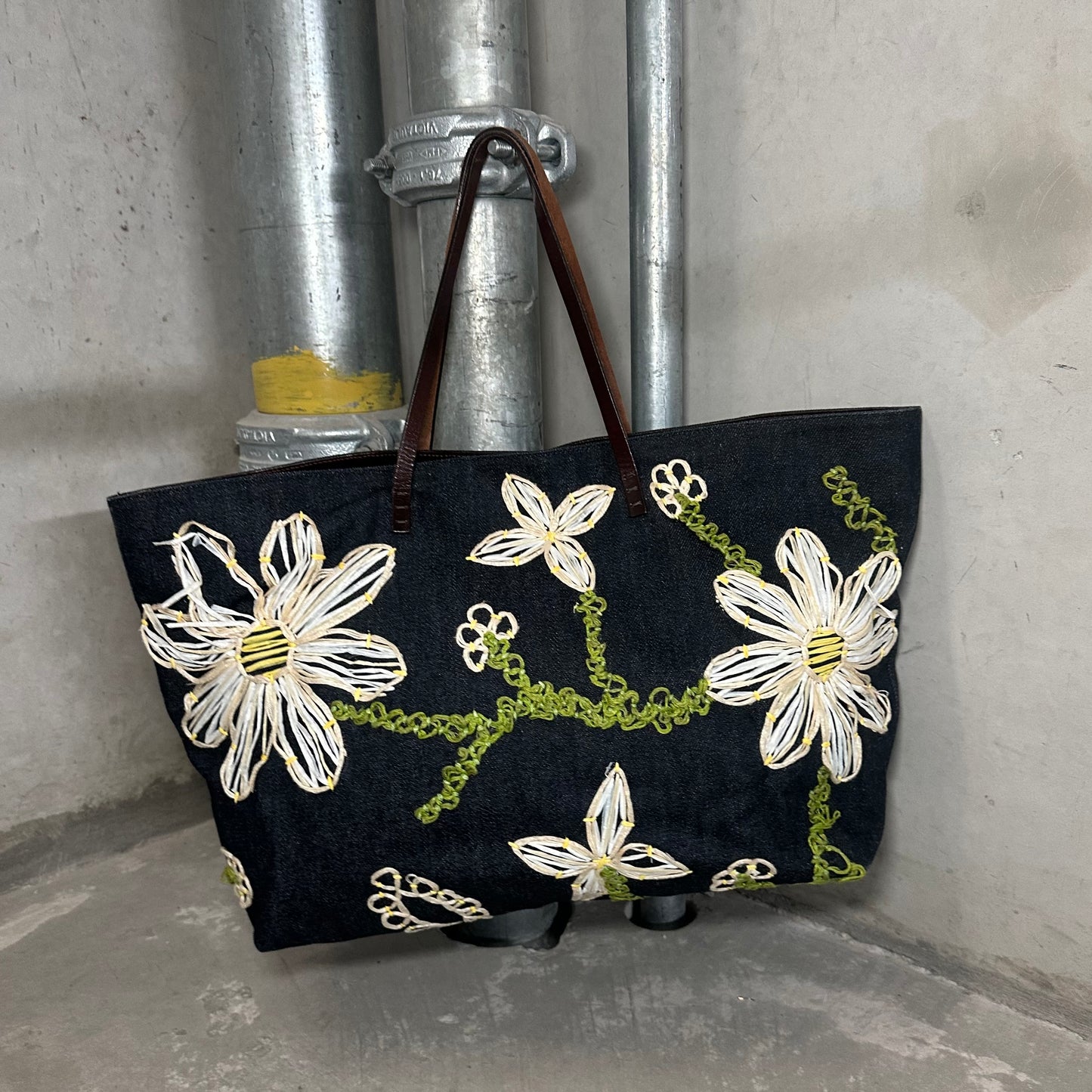 Fendi by Karl Lagerfeld Floral Denim Tote