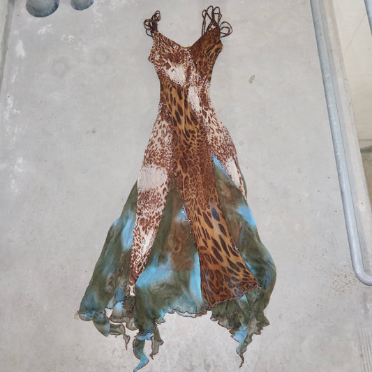 YVE London Silk Leopard Print Dress