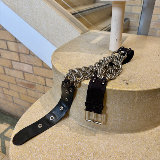 Chloé AW2003 Black Suede Chain Belt