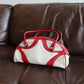 Prada Red and White Bowling Bag
