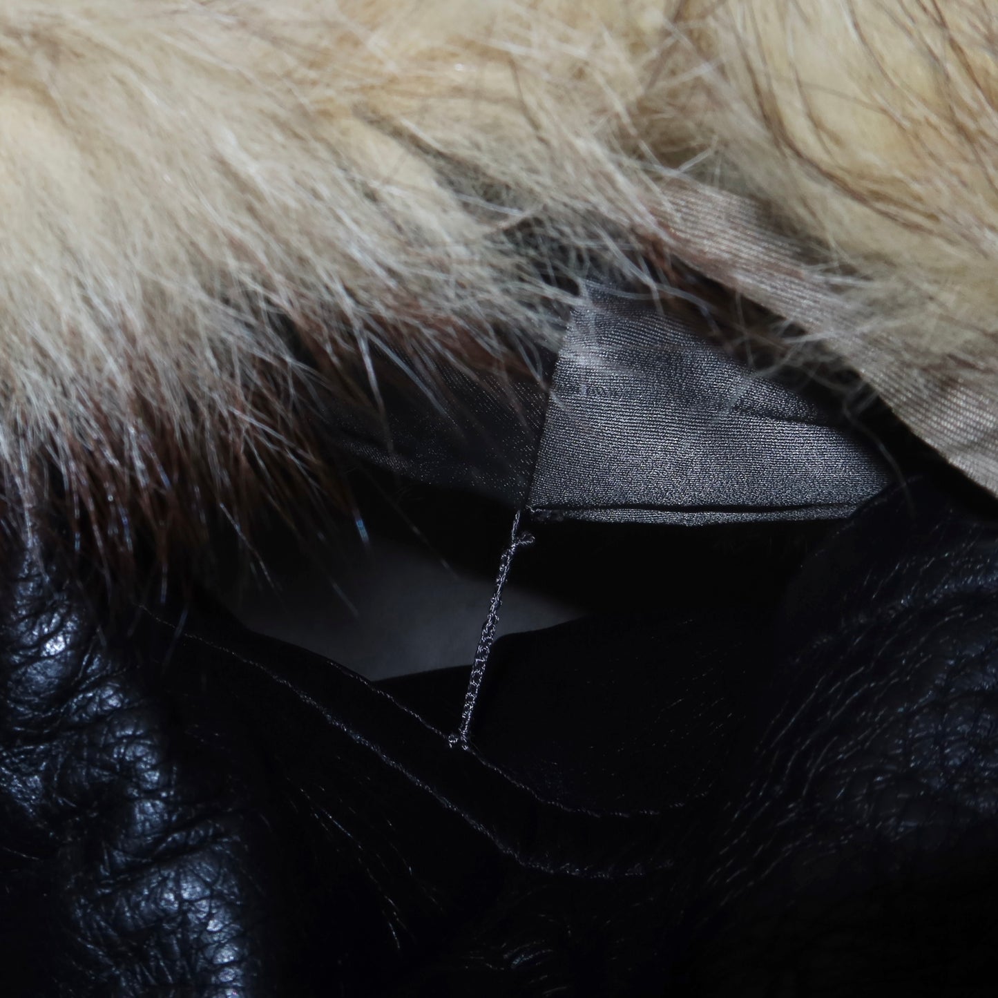 Vintage Black Leather Trench with Fur Collar
