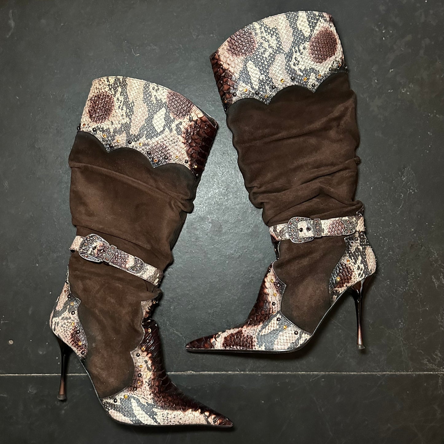 El Dante’s Suede and Snakeskin Cowboy Boots (40)