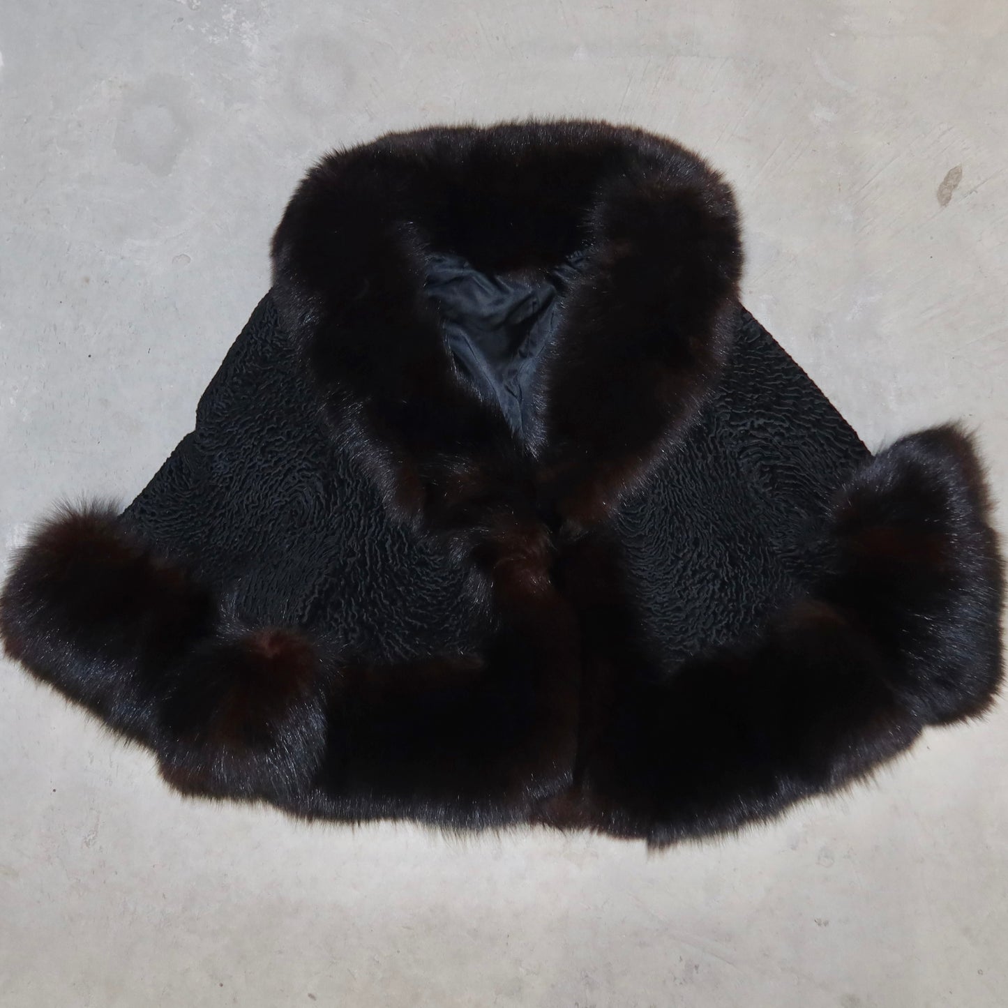 Vintage Astrakhan and Fox Fur Cape